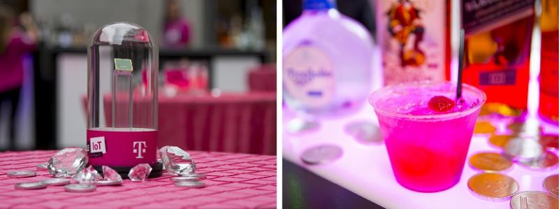 The event centerpieces and IoTini magenta martini drink special